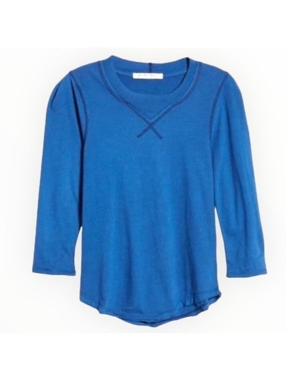 Free People We The Free Blue Puff Sleeve Top Cotton Boho Long Sleeve XS